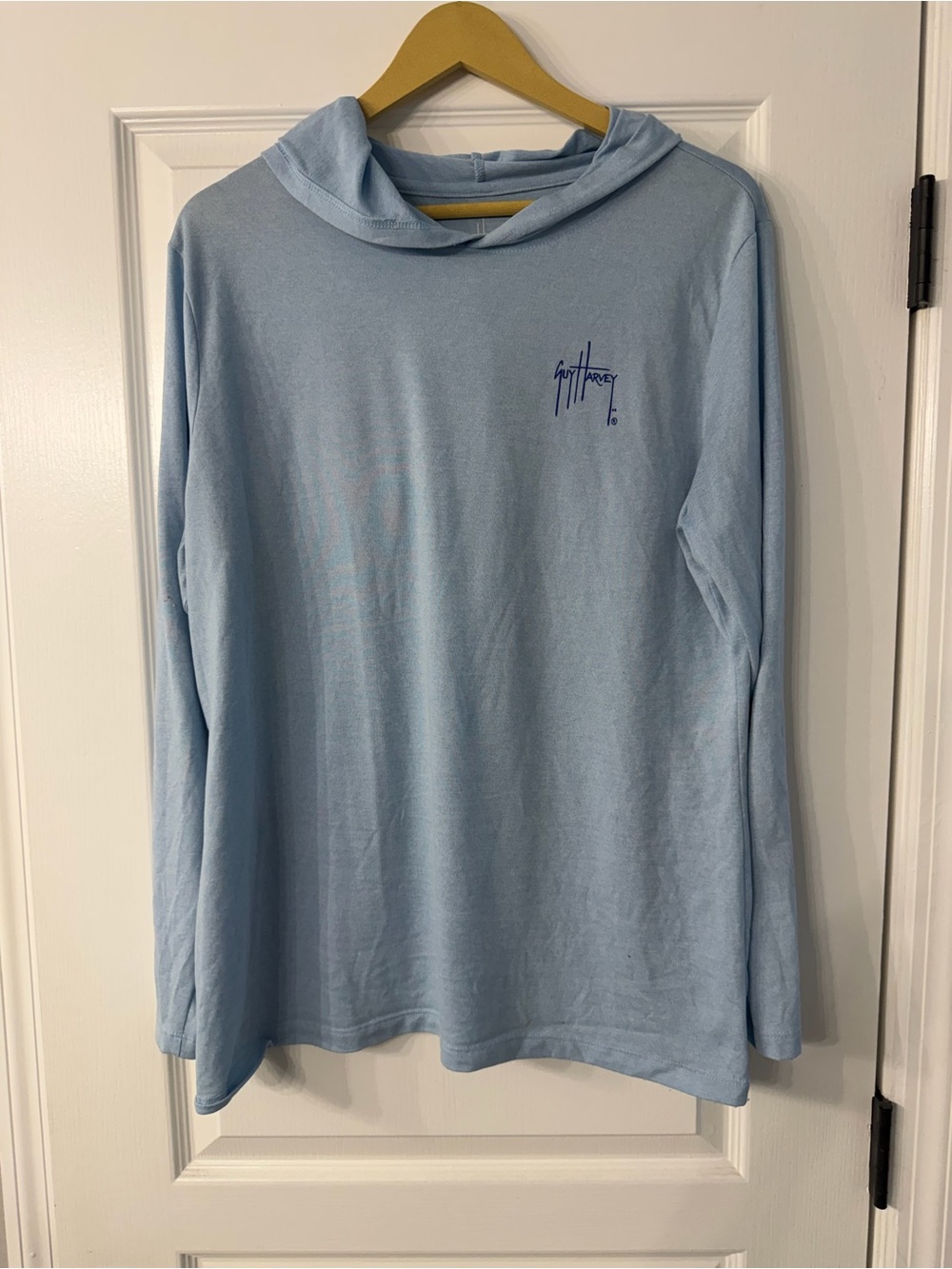 Guy Harvey Light Blue Men's Swim Rash Guard Hoodie